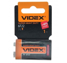 Батарейки Videx 6F22/9V Крона Shrink card