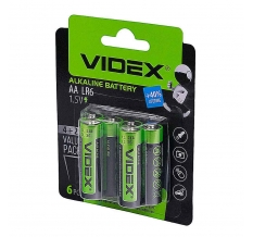 Батарейки Videx LR6/AA 6шт БЛИСТЕР 1*36*16